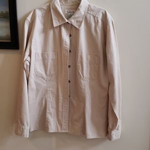 TALBOTS 💌 Off White Long Sleeved Button Up Top Brushed 💯 Cotton Ladies Size M